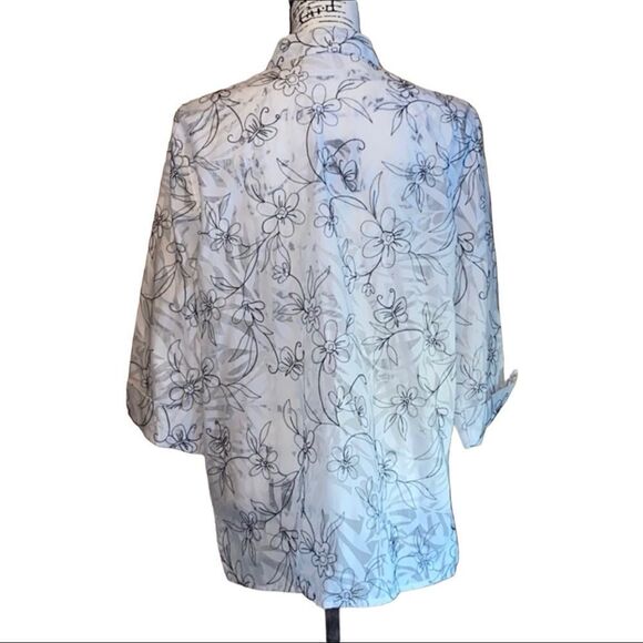 Alfred Dunner 3/4 Sleeve Sheer Blouse - Picture 3 of 6